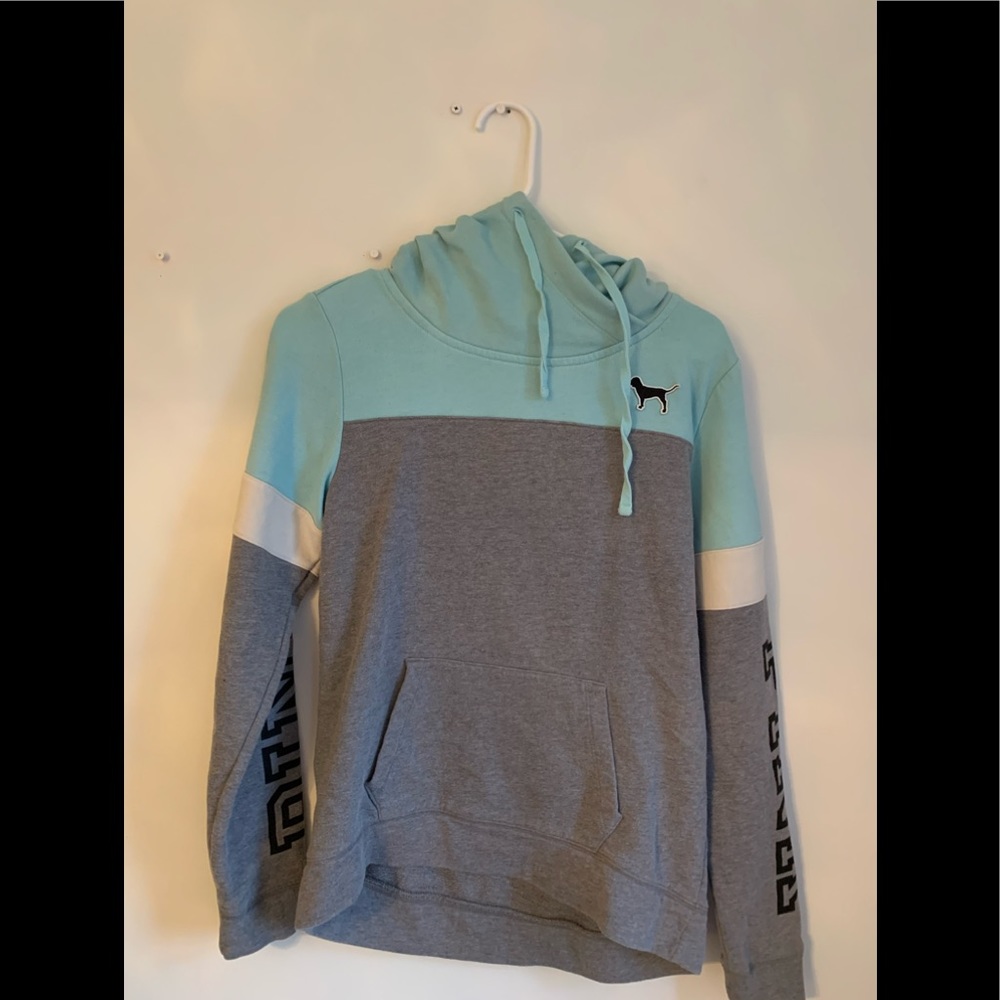 PINK gray and blue hoodie